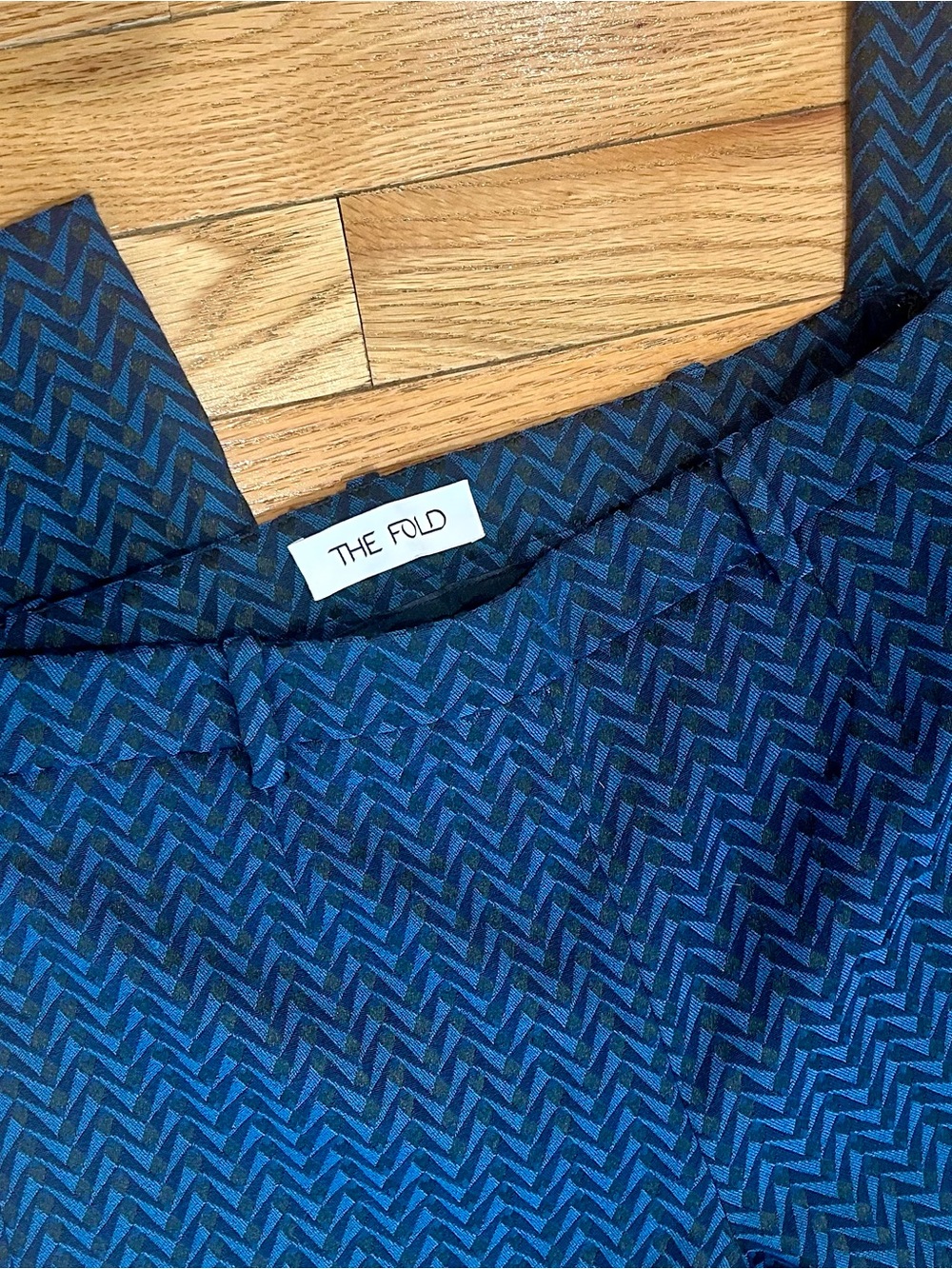 THE FOLD London Blue Chevron Jacquard Tailored Trousers Pants Sz US 6 UK 10